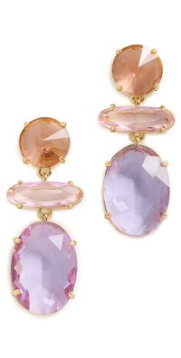 Kenneth Jay Lane Tri-Shape Drop Post Earrings Gold/Pink Pastel One Size