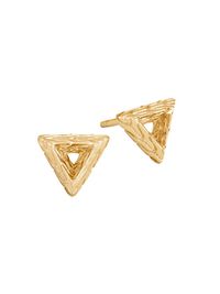 Women's Tiga Classic Chain 18K Yellow Gold Triangle Stud Earrings - Gold