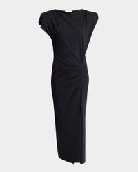 Nadela Ruched Slit Cotton Maxi Dress