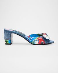 Kiera Sofia Denim Floral Bow Sandals