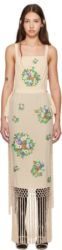 Bode Beige Flower Language Maxi Dress