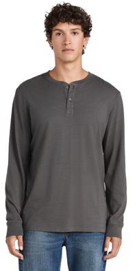 Taylor Stitch Cotton Henley Faded Black 40