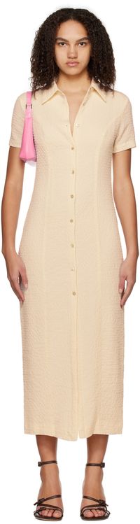 THIRD FORM Robe midi blanc cassé à boutons