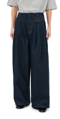 Tibi Petite Indigo Denim Triple Pleat Jeans Indigo 27