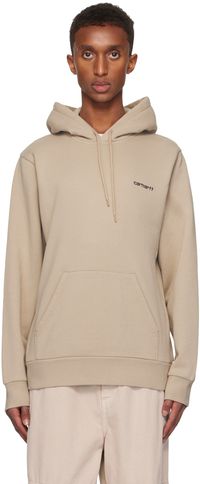Carhartt Work In Progress Beige Script Embroidery Hoodie