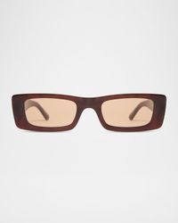 Flynn Glossy Acetate Rectangle Sunglasses