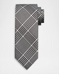 Men's Prince of Wales Grid Check Silk Tie