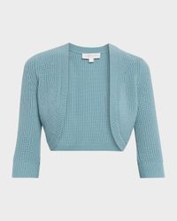 Cropped Shaker Knit Cashmere Cardigan