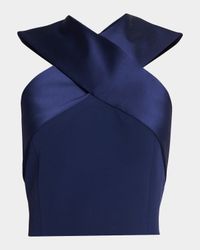 Satin Cross Neck Crepe Top