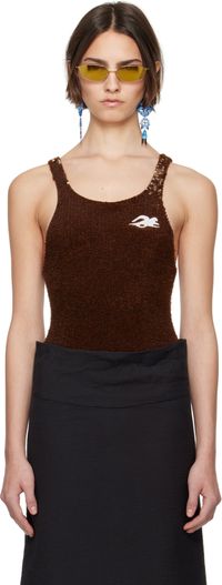 Tory Burch SSENSE Exclusive Brown Embellished Bodysuit