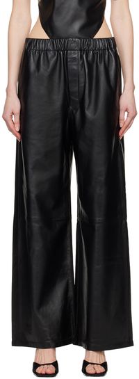 Ludovic de Saint Sernin Pantalon de style boxe noir en cuir