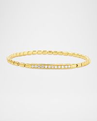 18K Yellow Gold Diamond Bar Stretch Bracelet, 7"L