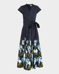 Gannika Belted Floral-Print Midi Dress
