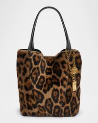 Spin Tote Bag in Leopard-Print Shearling