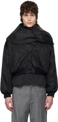 AARON ESH Blouson aviateur noir à col replié