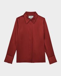 Ameira Silk Satin Button-Front Shirt