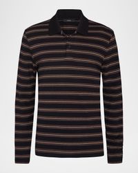 Men's Striped Cotton-Blend Long-Sleeve Polo Shirt