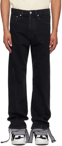 Lanvin Jean noir à coutures extérieures torsadées