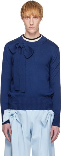 ANDREJ GRONAU SSENSE Exclusive Navy Wide Hem Ribs Sweater