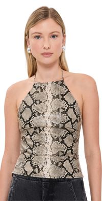 Miaou Natalia Faux Leather Top Python XXS