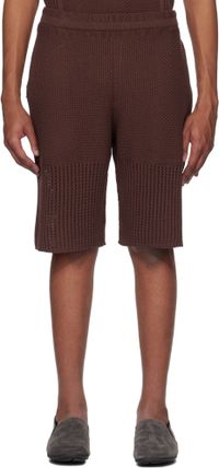 HOMME PLISSÉ ISSEY MIYAKE Brown Rustic Knit Shorts