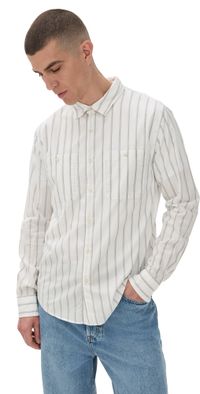 Vince Port Stripe Double Pocket Shirt Off White/Smoke XL