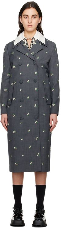 SHUSHU/TONG Gray Floral Coat