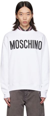 Moschino Pull molletonné blanc à logo imprimé