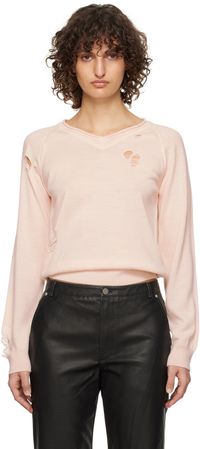 OPEN YY Pink Distressed Sweater