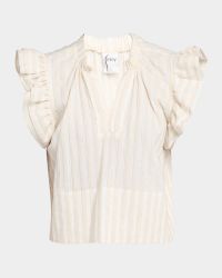 Remy Texture-Striped Ruffle Top