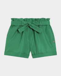 Girl's Logo-Plaque Belted Shorts, Size 4-6