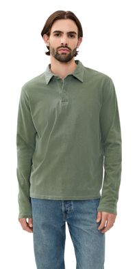 Save Khaki Long Sleeve Polo Lichen S