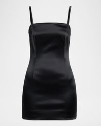 Stretch Satin Lace-Up Mini Dress