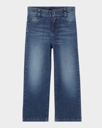 Boy's Logo Embroidered Denim Trousers, Size 4-6