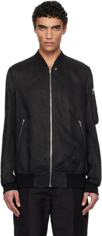 Rick Owens Black Hollywood Classic Flight Bomber Jacket