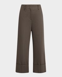 Cotton Couture Gabardine Straight-Leg Crop Cuffed Pants