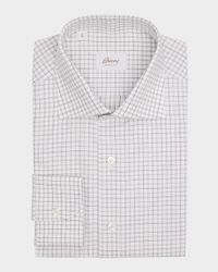 Men's Cotton Grid Check Classic-Fit Dress Shirt