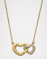 Cable Collectibles Interlocking Heart Necklace with Diamonds in 18K Gold, 20.6mm