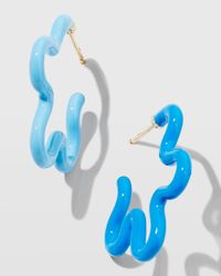 Two-Tone Asymmetrical Flower Earrings With Enamel