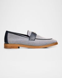 Lofty Flaneur Leather and Cotton Penny Loafers