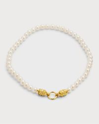 19K Yellow Gold Freshwater Pearl Necklace with Bettina Clasp