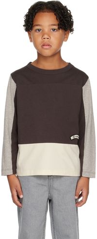 Wynken Enfant | T-shirt à manches longues brun et gris à panneaux