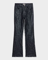Poete Crinkled Leather Trousers