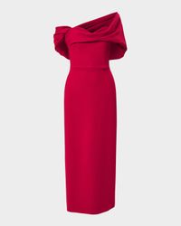 Draped Off-The-Shoulder Midi Dress