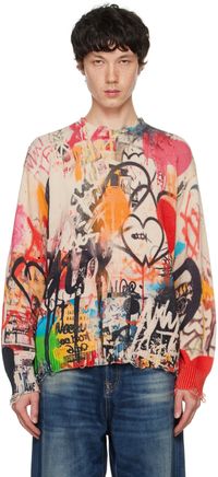 R13 Multicolor Printed Boyfriend Sweater