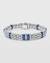Blue Caviar Ultramarine Ceramic 1-Diamond Link Smooth 9mm Rope Bracelet