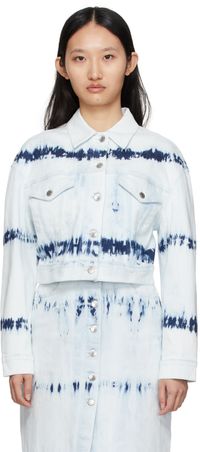 Stella McCartney Indigo Stripe Tie-Dye Cropped Denim Jacket