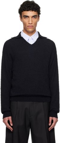 mfpen Black V-Neck Collar Sweater
