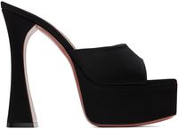Amina Muaddi Black Dalida Plateau Slipper Heeled Sandals