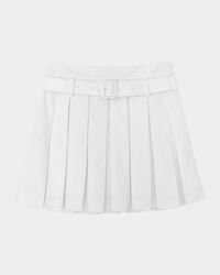 Belted Pleated Mini Skirt